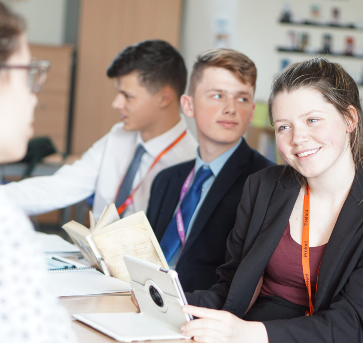 Students engage in a collaborative academic discussion at a Kevi Foundation workshop, fostering interactive learning and campus life.
